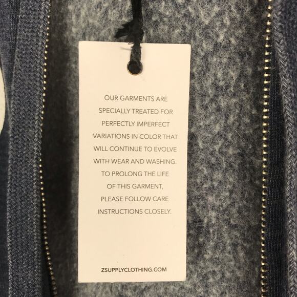 NWT Z Supply Full Zip Hoodie Blue Ride + Reflect R+R Sweatshirt Pockets Size XS - Picture 11 of 11